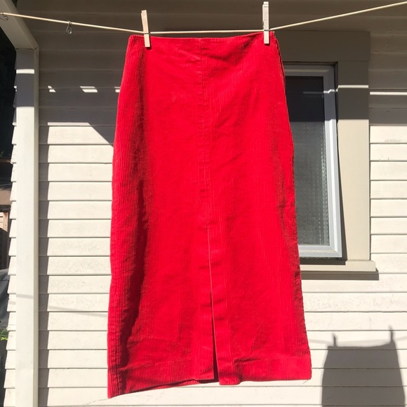 Red corduroy pencil skirt - Picture 5 of 10